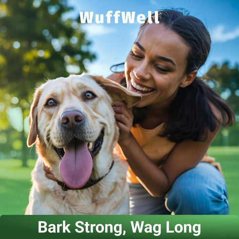Immune WuffWell Super Greens Powder for Dogs Spirulina, Chlorella, Moringa, Glucosamine & Turmeric Joint, & Skin