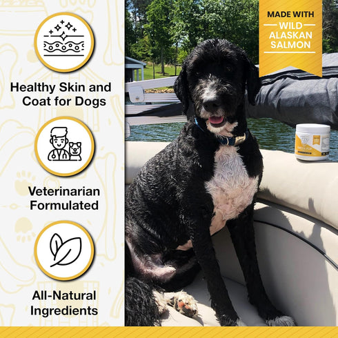 Dog Fish Oil Supplements, 60 Omega 3 Vitamins for Itching Relief, Natural Skin and Coat Supplement