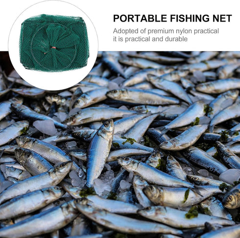 14-Part 2.1m OSALADI Portable Fishing Trap Cage Net Mesh Bait Crab Shrimp Catcher Suitable for Freshwater and Saltwater