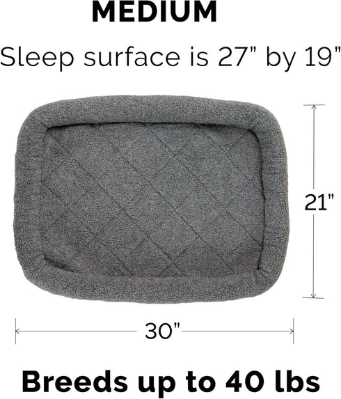 Furhaven Dog Bed for Medium/Small Dogs & Indoor Cats, 100% Washable Sherpa Fleece Bolster Crate Pad Gray
