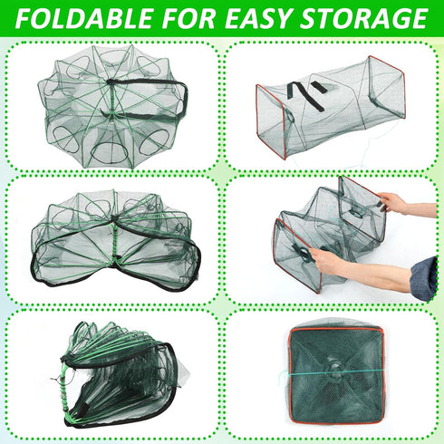 Sibosen 2PCS 10 2 Fishing Bait Trap Crab Net Holes and PCS Square Crab Crawfish Trap Fishing Trap for Minnow Crawfish