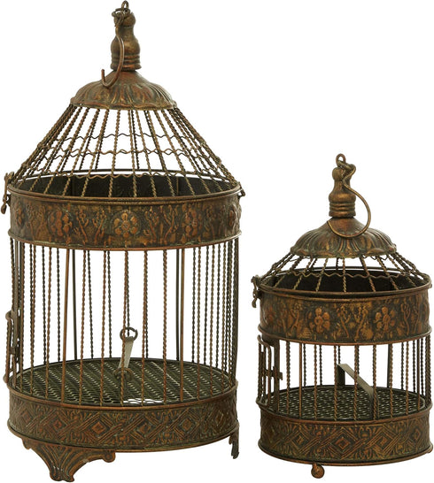 Deco 79 Vintage Metal Birdcage, Fit for Flowers, Planter, Candles, 24", 16"H, Bronze