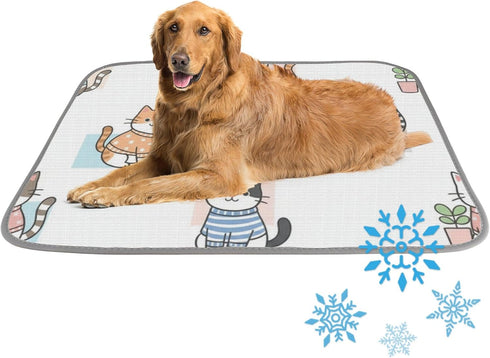 imiBBWQu Dog Cooling Mat Cute Cats Blue Orange Dog Cooling Mat Set Washable