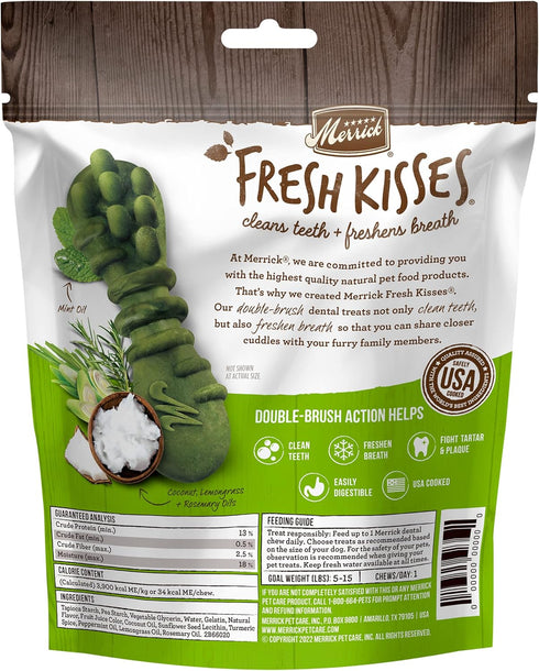 Fresh Kisses Natural Dental Chews Infused With Coconut For Tiny Dogs 5-15 Lbs - (Pack of 6) 20 ct. Bags by Merrick