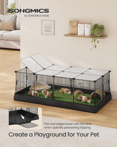 20 48.4 24.8 16.3 Inches, ULPI011BH01 SONGMICS Guinea Pig Cage, Rabbit Cage, Small Animal Playpen with Waterproof Mat