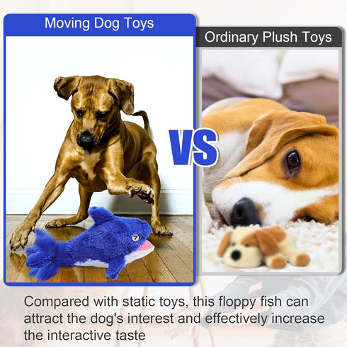 Mity Rain 2 in 1 Interactive Dog Toys, Shark Plush Squeaky Toy, Rechargeable Wiggly Fish for All Sizes