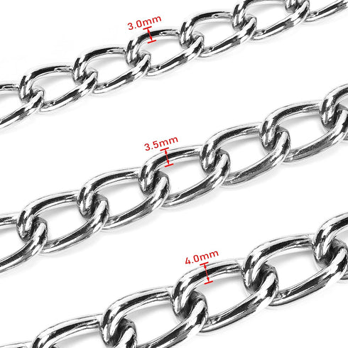 Metal Chain Heavy Duty Dog Leash, Chew Proof with Soft Handle for Over 50 lbs Large Pets - 4 ft. x 4.0 mm Black