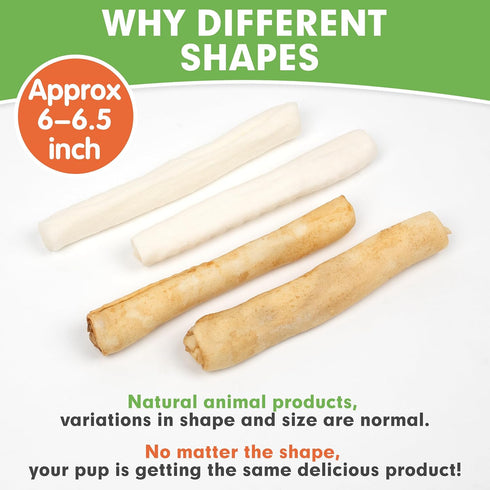 MON2SUN Dog Rawhide Rolls Twist Sticks, 6.5 Inch Natural Flavor Chews, 18 Count for Puppies and Small Dogs