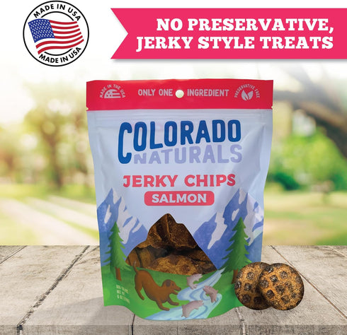 6 oz Omega-3 Colorado Naturals Salmon Jerky Chips Dog Treats, All-Natural, Made in USA, No Fillers or Preservatives