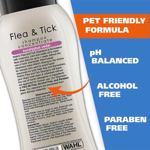 Wahl USA Flea & Tick Repelling Dog Shampoo, Defense Formula with Eucalyptus, Cedar & Rosemary, 24 Oz