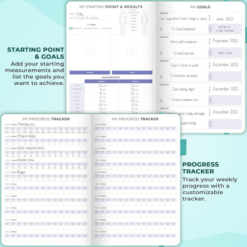 A5 Clever Fox Fitness & Food Journal Nutrition & Workout Planner for Women & Men Diet & Gym Exercise Log Book