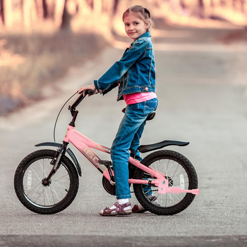 Pink Kids Bike Kickstand for 12 14 16 18 20 Inch Wheels, Rear Side Kickstand for Bicycles