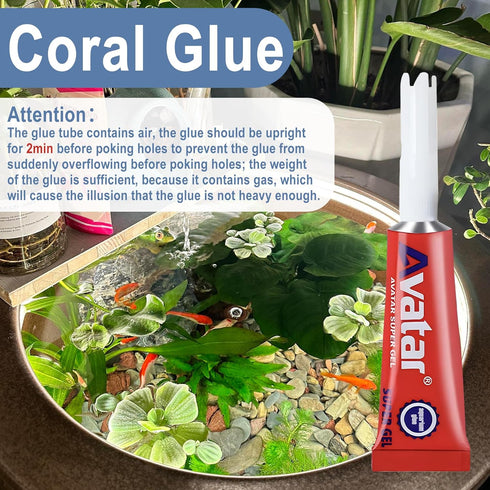 3 PCS Aquarium Glue, Safe Quick-Drying Coral Glue for Aquatic Plants, Moss, Coral, Stones, Fresh and Salt Water