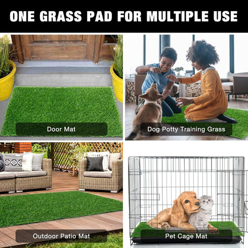 GLOBREEN Dog Grass Door Mat for Muddy Paws, 24 x 36 Inch, Indoor Outdoor Entryway Rug, Absorbent Machine Washable Turf