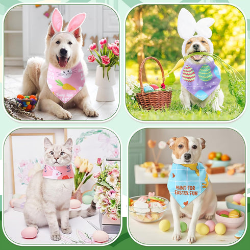 100 Kacctyen Pcs Easter Dog Bandanas Bulk Dog Adjustable Cute Washable Triangle Kerchief Scarf Bibs for Small to Medium