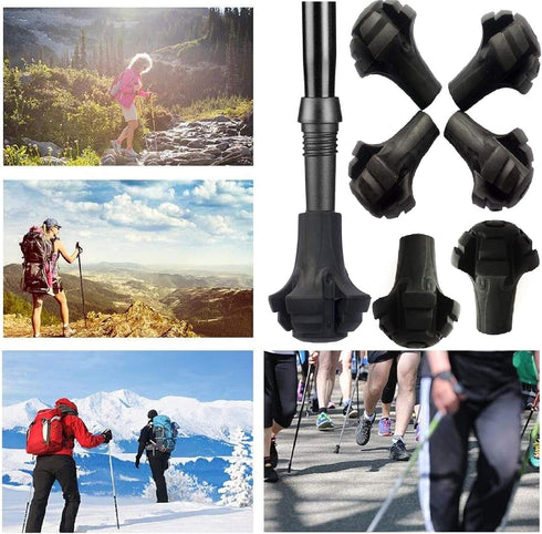 Trekking Poles Tips, Rubber Hiking Sticks End Caps Protectors, Replacement Accessories for Most Hiking Canes