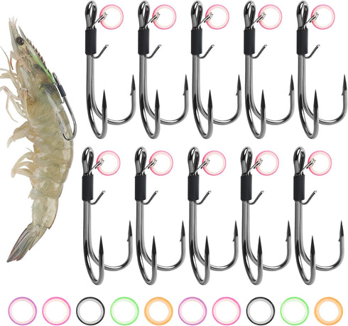 Live Shrimp Hooks, 10pcs Double Fishing Hooks Shrimp Hooks Live Bait Holder