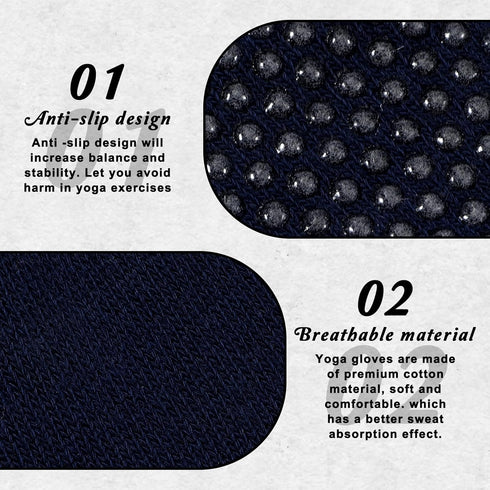 Xelsluthe 2 Pairs Yoga Gloves, Yoga Hand Grips Non Slip Fingerless for Women and Men, Silicone Grip Pilates Gym Workout