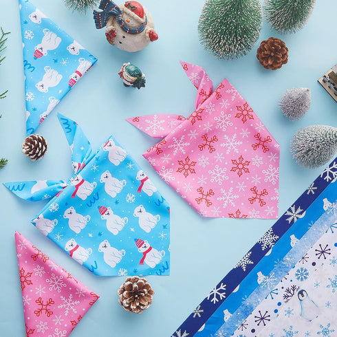 120 25.6 17.7 17.7 Inch Chunful Pcs Winter Bandanas for Dogs Bulk Charm Blue Bandanas Snowflake Patterns Soft Bibs