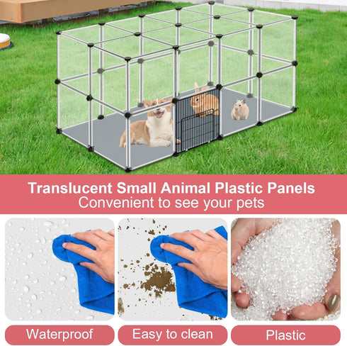 32 48" 32" 24" Panels Small Animal Playpen, x x Transparent Playpen with Waterproof Mat,Plastic Enclosure,Puppy Play