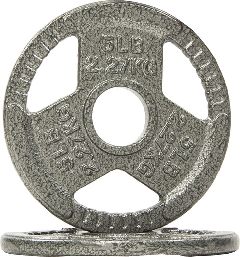 Signature Fitness Cast Iron Weight Plate for Strength Training and Weightlifting, Standard or Olympic, Available in