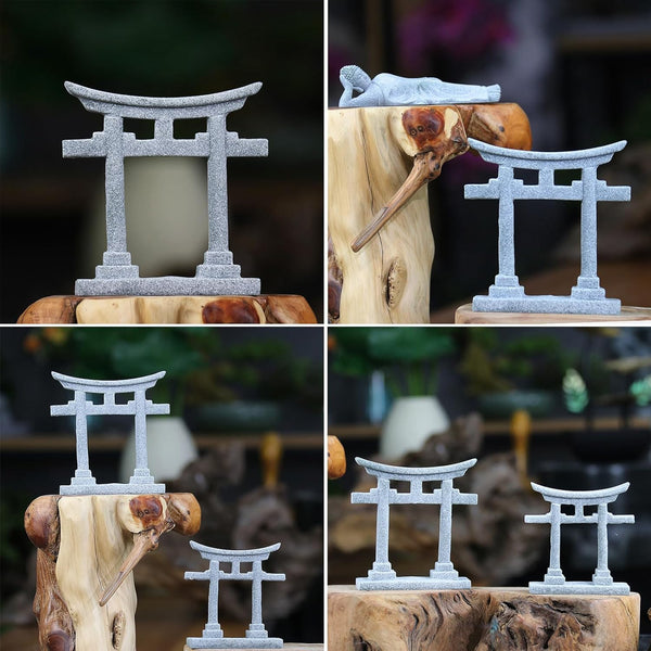 Tsynapter Torii Gate Aquarium Decor Japanese Stone Statue Ornament for Fish Tank, Garden Decoration, Landscape