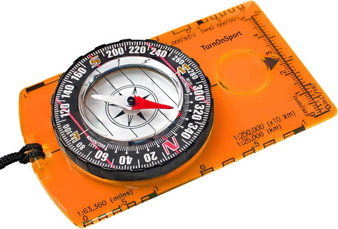 TurnOnSport Orienteering Compass - Advanced Scout Compass for Hiking, Camping, Backpacking - Best Survival Gifts for