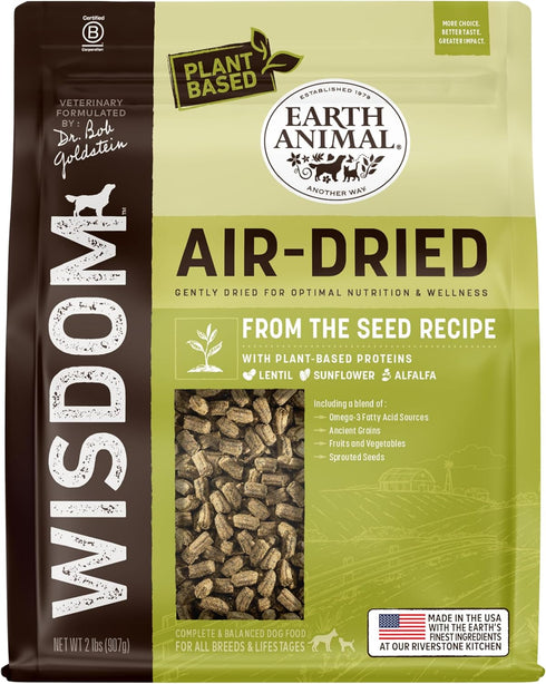 Earth Animal Wisdom Air Dried Dog Food | from The Seed Recipe Premium Natural Dog Food | Plant-Based | 2 Pound Bag