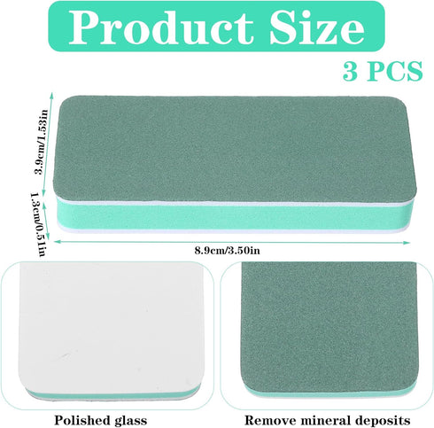 Psiriol 3Pack (3.5"x1.54"x0.51") Fish Tank Cleaning Tools, Aquarium Double Sided Sponge Brush, Aquarium Glass Cleaner