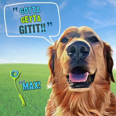 Gitit MAX! - Launcher + Ring, Epic Fetch Dog Toy for Medium to Large Dogs, Slobberless/Clean Hands Loading
