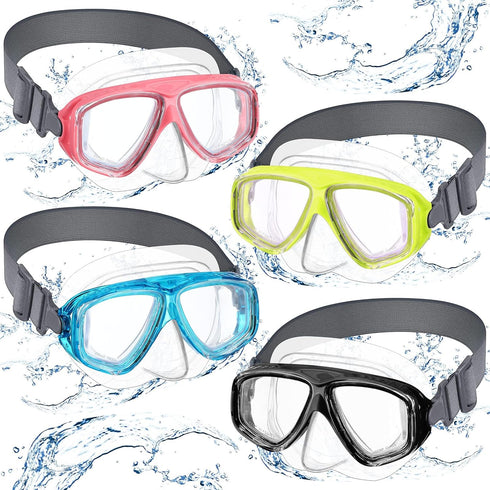 Flutesan Kids Swim Goggles 4 Packs with Nose Cover Diving Mask, Waterproof Clear Snorkel Goggle with Elastic Fabric
