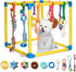 WooPetty Puppy Play Gym with 10 Hanging Toys, 19.6" Dog Jungle Gym PVC