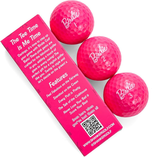 Shanker Golf Balls - Birdie Pink Golf Balls, Funny Gift for Women (Sleeve of 3, Novelty)