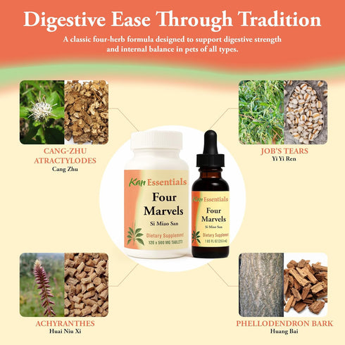 1 oz Kan Herb Company Four Marvels Traditional Chinese Herbal Blend for Dogs and Cats to Support Digestive Clarity