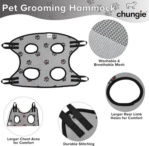 Dog Grooming Hammock for Small Dogs, Restraint for Nail Trimming with Pet Nail Clipper, Slicker Brush, Dog Hanging