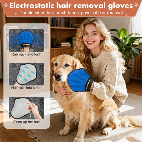Palirs Pet Hair Removal Glove, Electrostatic Pet Hair Remover Glove for Cats & Dogs, Hair Remover Tools for Couch