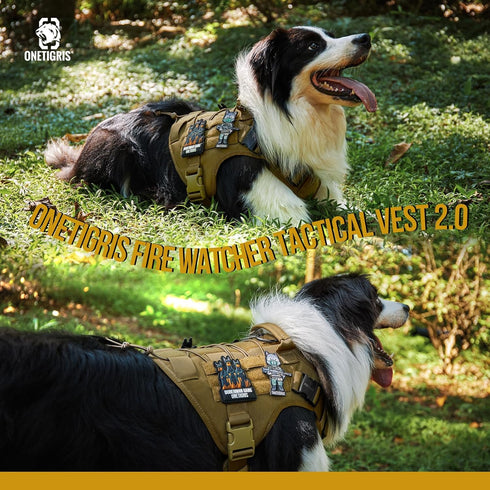 OneTigris Tactical Dog Harness Vest, XL Brown, Military No-Pull Service Dog Vest with Handle for Walking & Training