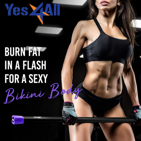 Yes4All Total Body Workout Weighted Bar, Resistance Band Bar for Yoga and Strength Training at Home and Gym