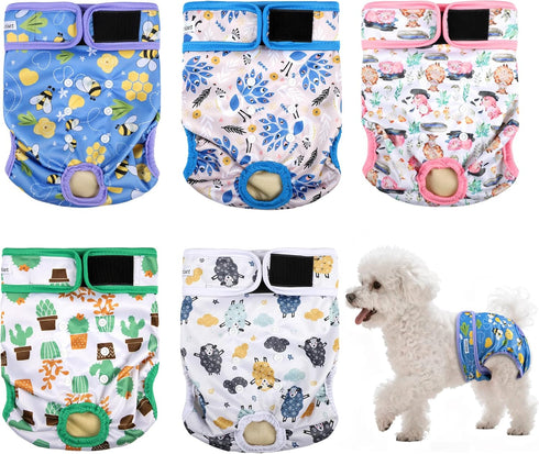 Dog Diapers Female 5pcs,Reusable Dog Doggie Puppy Doggy Diapers Female, Period Panties