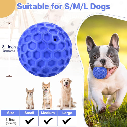 Indestructible Squeaky Dog Ball, Relieves Anxiety, Cleans Teeth, Interactive Chew Toy for Large Breeds, Outdoor