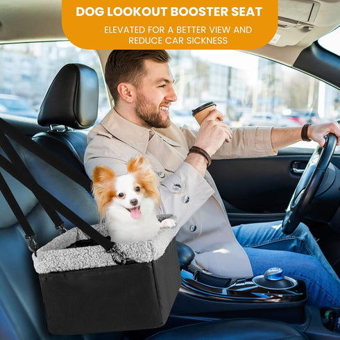 MARSLABO 10LBS Dog Car Seats for Small Dogs, Upgrade Dog Booster Seat with Metal Frame Construction with Double-Layer