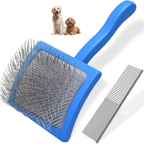 Saccison 2PCS Slicker Brush for Dogs & Pet Comb,Professional Dog Grooming Brush (Goldendoodles,Poodles,Labradoodles)