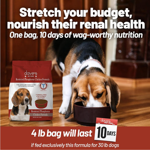 Dave's Pet Food Kidney Support for Dogs, Chicken Formula Crumble, Non-Prescription Low Phosphorus Diet, 4 lb
