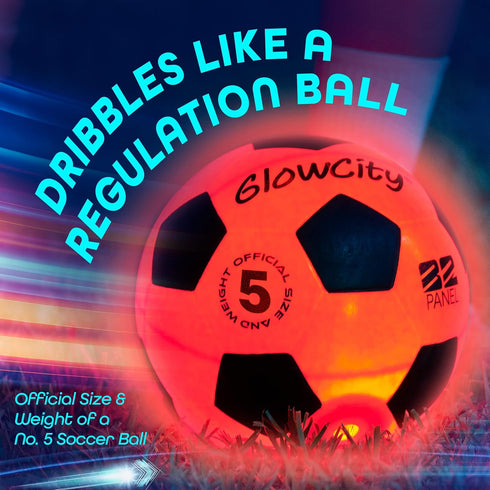 GlowCity Light Up Indoor/Outdoor Soccer Ball with 2 LED Lights - Fun Gift for Teens