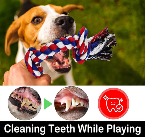 Large Dog Chew Toys for Aggressive Chewers - 12 Pack Indestructible Rope Toys for Large Breeds, Tug of War