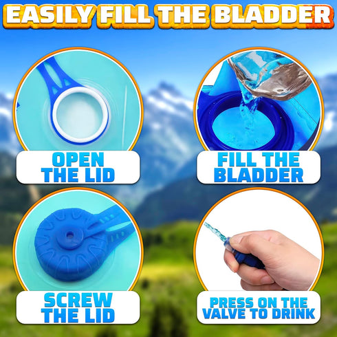 Water Bladder for Hiking Backpack – 1L/1.5L TPU Material Hydration Bladder with Large Opening Lid