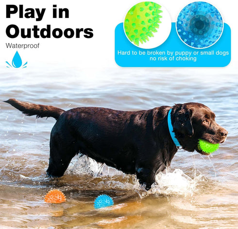 Puppy Toy - 2.5” Squeaky Dog Balls and Spikey Dog Ball for Aggressive Chewers, 6 Pack for Small Dogs