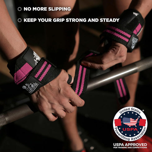 Wrist Wraps + Lifting Straps Bundle (2 Pairs) for Weightlifting, Gym, Powerlifting, Bodybuilding