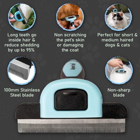 Maxpower Planet Pet Grooming Deshedding Brush - Tool for Dogs and Cats, Reduces Shedding up to 95%