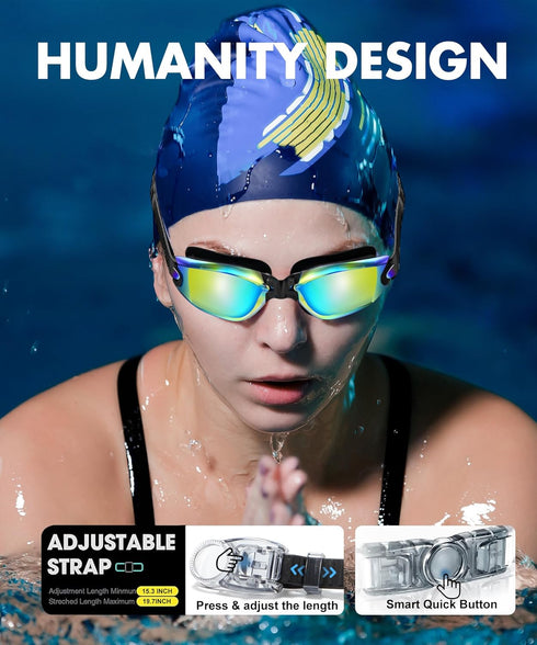 NSSIW Swim-Goggles-Adult-Women Goggles Swimming Men: Anti Fog Pool Goggles with UV400 and No Leak 2 Pack